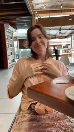 playful and flashing at this open air cafe