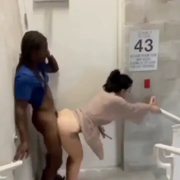 White thot fucked by BBC in a public staircase