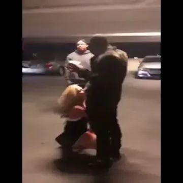 crazy milf sucks off black cock in an elevator and in the parking lot