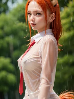 cute teen fox cosplay with wet shirt