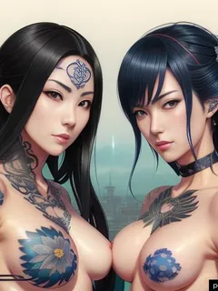 ai gen two topless tattooed