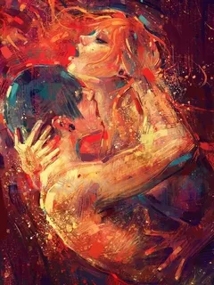 art of women - couples in love - fire and passion