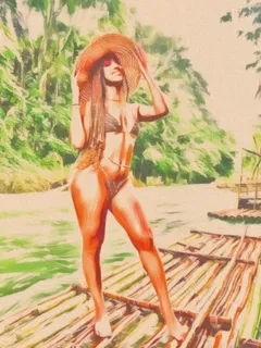 hot ebony cartoon by the river