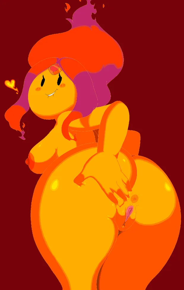 adventure time anus ass bent over biting lip breasts clitoris flame princess looking at viewer looking back orange niples presenting pussy red hair sideboob spread cheeks spread pussy