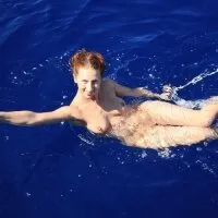 redhead naked euro in the sea