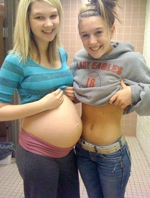 one is pregnant, the other is not. guess which one!