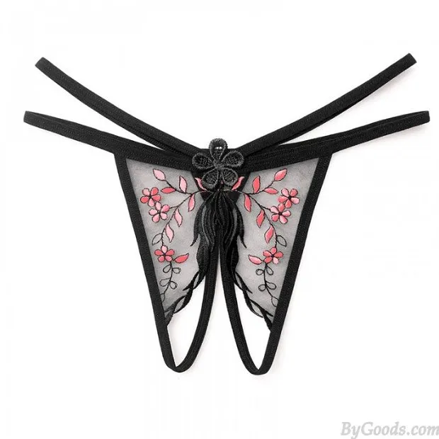 sexy ouvert bestickte blume blatt mesh damen unterwäsche slips low rise dessous t-back g-string frecher tanga schlüpfer unterhose