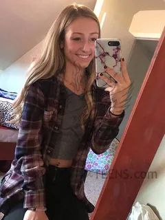 hot and sexy blonde teen secret selfies - trying out her new phone camera in her bedroom