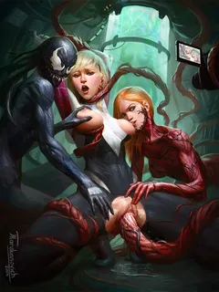 gwen stacy: spider-woman fucked by carnage and venom