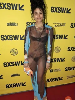 zazie beetz in a see-through dress