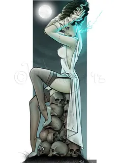 art of women - bride of frankenstein - stockings & skulls