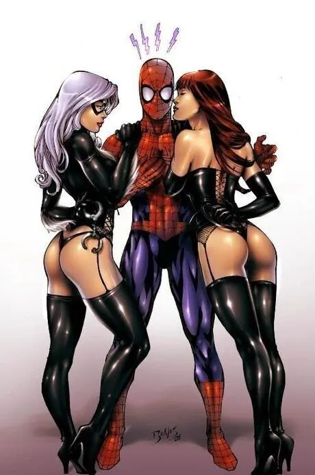 spiderman, blackcat, & mary jane threesome