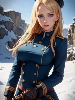 sexy busty blonde military babe - hentai - ecchi - nsfw- sfw - big breasts - big tits