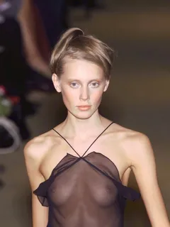 runway model with see through top.