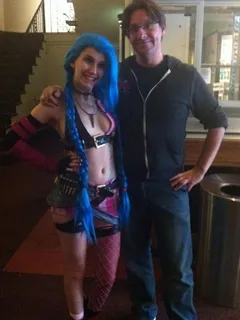 alabama firecracker pre breast (i)mplants, doing cos play at the comic con - sgb natch cosplaying with blue hair wig