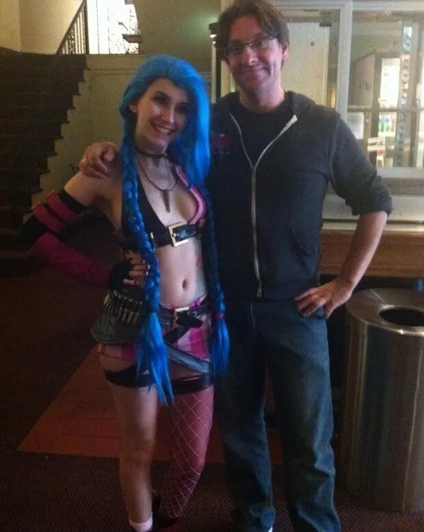 alabama firecracker pre breast (i)mplants, doing cos play at the comic con - sgb natch cosplaying with blue hair wig