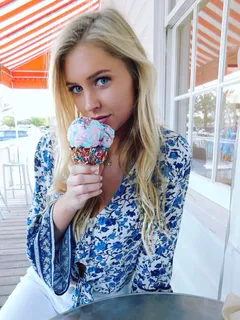beautiful blonde eating ice-cream