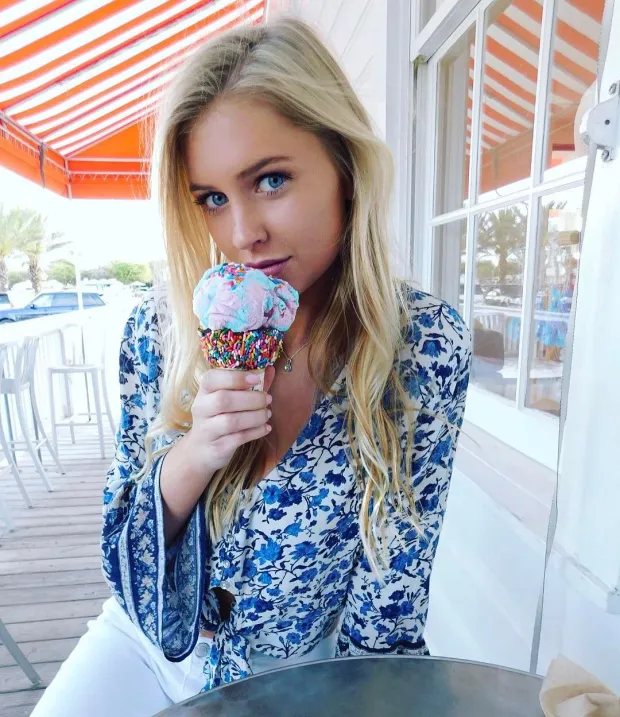 beautiful blonde eating ice-cream