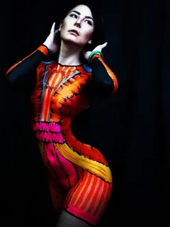 oct 03, 2016 photo by: michelle heffner body painting based on dress seen on fashion week
