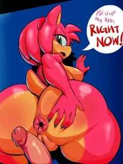 sonic the hedgehog (series) amy rose thecon high resolution 1:1 aspect ratio anthro anus ass assertive breasts duo female femdom furry gaping gaping anus huge ass human male on anthro penis sex spread anus vagina