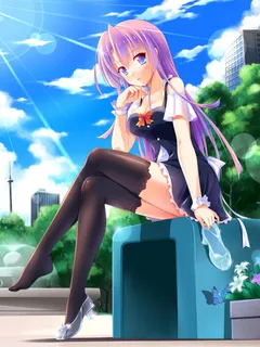 yagami-all hail nanao anime giirl image feet crossed legs thighhighs stockings foot fetish high heels