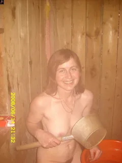 candid wife in the sauna