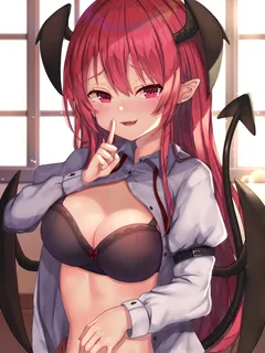 a red haired anime succubus wants to play with you~ by ヲヲグニ(@ooguni)