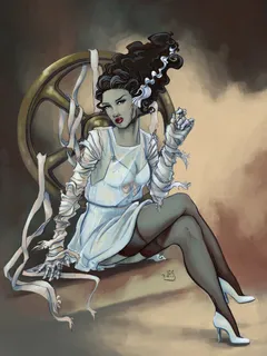 art of women - bride of frankenstein - black stockings