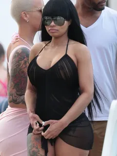 blac chyna braless boobs in a see through top showing off her big tits with pierced nipples and ass in a thong with amber rose.