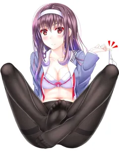 saenai heroine no sodatekata kasumigaoka utaha black pantyhose feet nylon legs tights anime giirl ecchi boobs bra cleavage