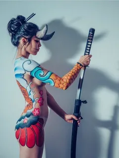 awesome makeup and photo inspired by my "yokai ii" painting! model is @annaakana  makeup by @catcalico and photo by @selashiloniphoto