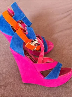 sexy pink high wedge heels platforms