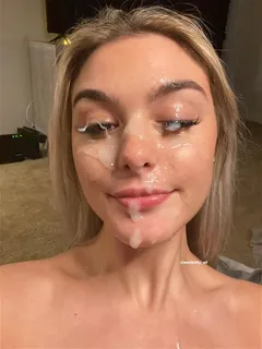 beautiful face cum