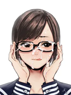 short hair, glasses, and semen, by xxzero