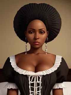 ebony woman in antebellum maid outfit