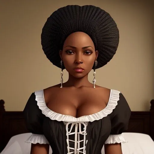 ebony woman in antebellum maid outfit