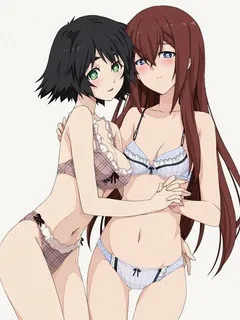 makise kurisu and mayuri shiina lingerie