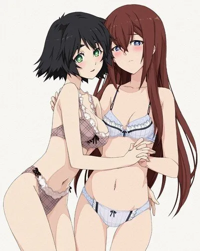 makise kurisu and mayuri shiina lingerie