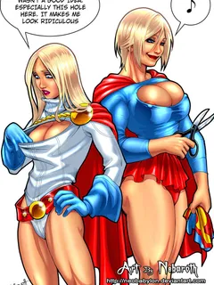 supergirl/power girl costume swap shenanigans by nebaroth