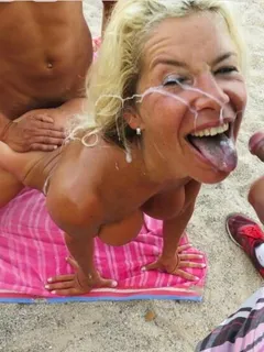 milf getting cumdrunk on the beach