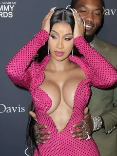 busty cardi b deep sexy cleavage at clive davis 2020 pre-grammy gala