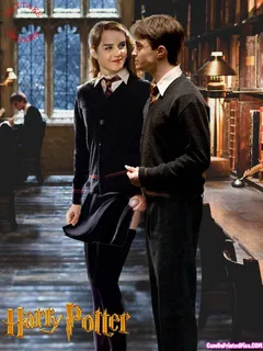 hermione let's harry know who's in charge as she grabs his dick in the middle of class