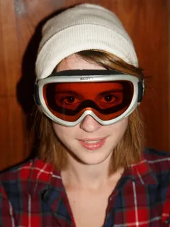 april grantham in ski goggles and glasses