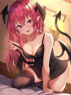 a cute succubus wants to join you in bed by ヲヲグニ(@ooguni)