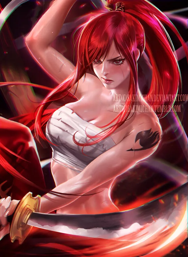 erza scarlet by sakimichan