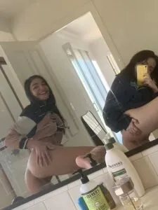 hot teen showing her naked ass in bathroom