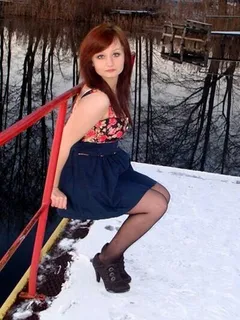 hot chick in winter scenery