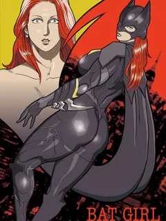 barbara_gordon batgirl batman_(series) bodysuit boots cape character_name dc_comics dual_persona earrings gauntlets gray_eyes grey_eyes helmet knee_high_boots mask muscle nappy_happy red_hair skin_tight skintight thick_thighs thighs