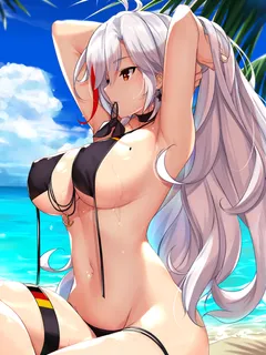 prinz eugen fixing her hair [azur lane]
