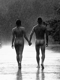 nude in the rain